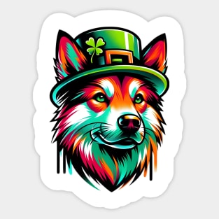 Norwegian Lundehund in Saint Patrick's Day Spirit Sticker